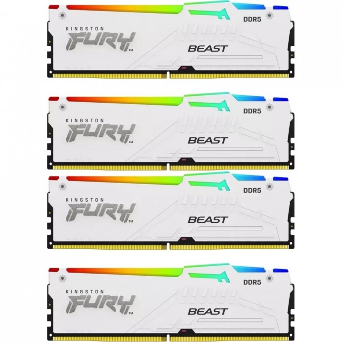 Оперативная память 128Gb DDR5 5200MHz KINGSTON FURY BEAST WHITE RGB () (4x32Gb KIT) KF552C40BWAK4-128