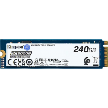 Твердотельный накопитель KINGSTON SSD DC2000B 240GB, M.2 22x80mm, NVMe, PCIe Gen 4x4, 3D TLC, R/W 4500/400MB/s, IOPs 260 000/18 000, TBW 175, DWPD 0.4